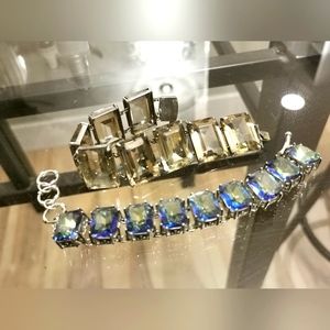 Vintage chunky crystal bracelets in Sterling Silver, can sell separately